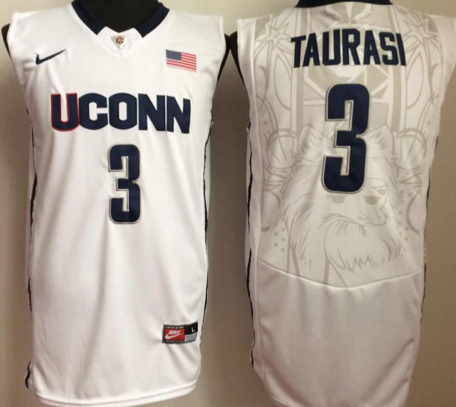 NCAA Men Uconn Huskies #3 taurasi White->more ncaa teams->NCAA Jersey